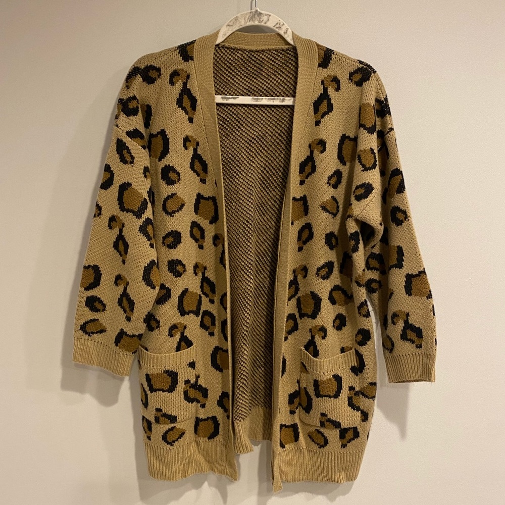 Leopard print cardigan sweater